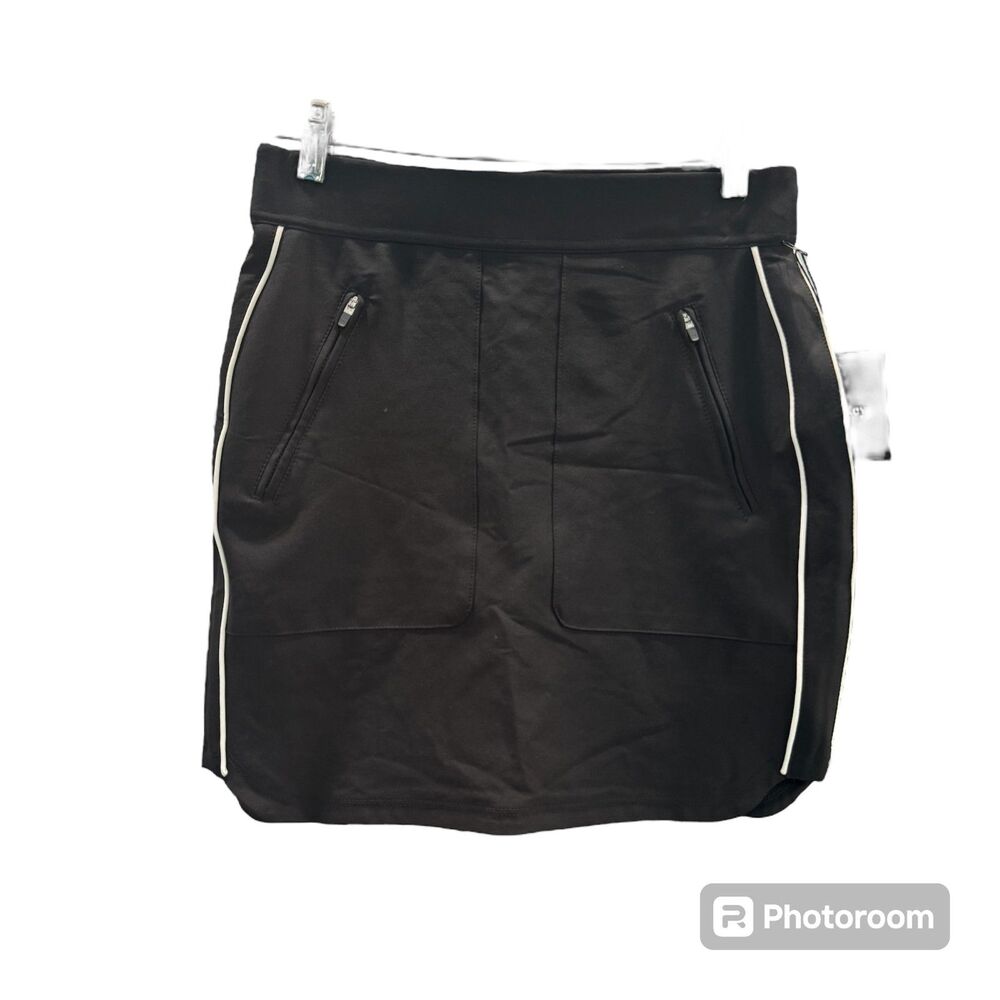 Sale Belyn Key Golf Sport Skort Black White Side Stripes Golf Tennis Mini Skirt